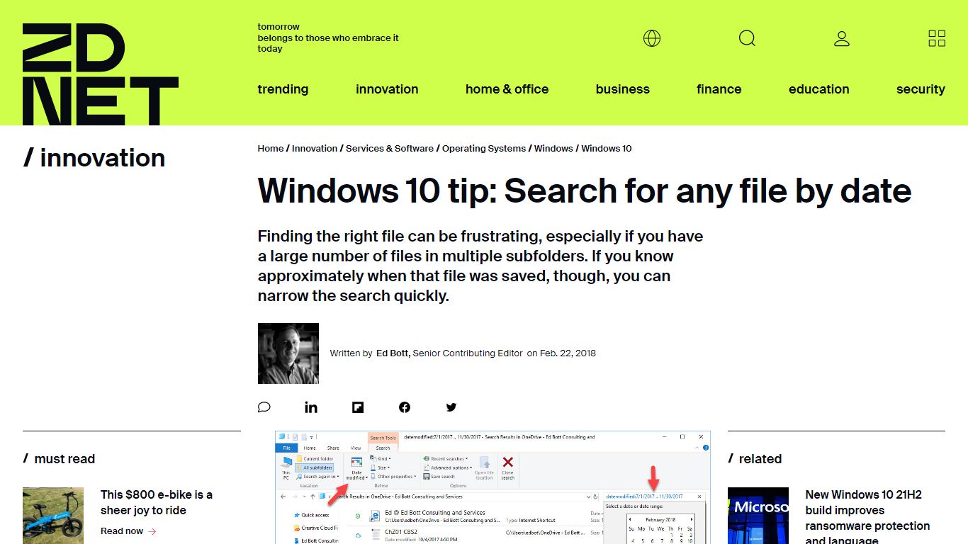 Windows 10 tip: Search for any file by date | ZDNet